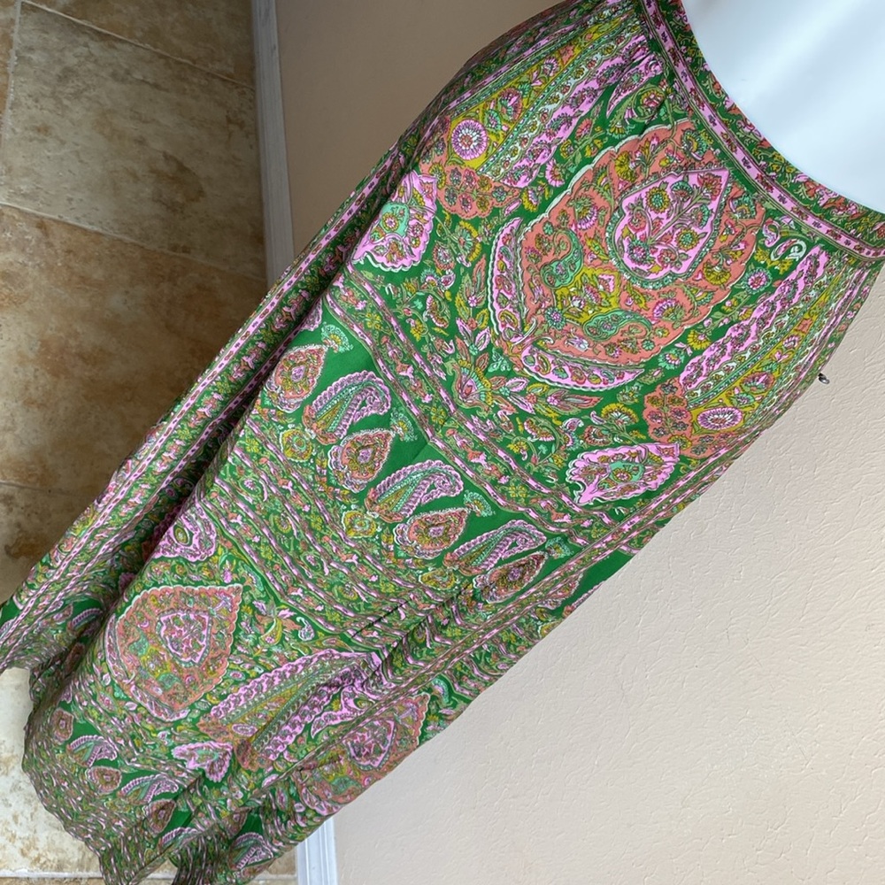 Calypso St Barth Green Silk Paisley Maxi Skirt M Ojala NWT